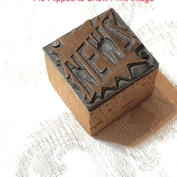 Antique Wooden Print Block Copper News - Picture 2 of 7